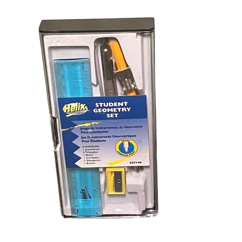 Helix Student Geometry Set Kids OS Blue Good Drafting Tools Case 27146